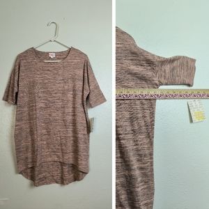 Lularoe Irma Tunic Top Women's Size XXS Peach Heather Oversized Dolman S…